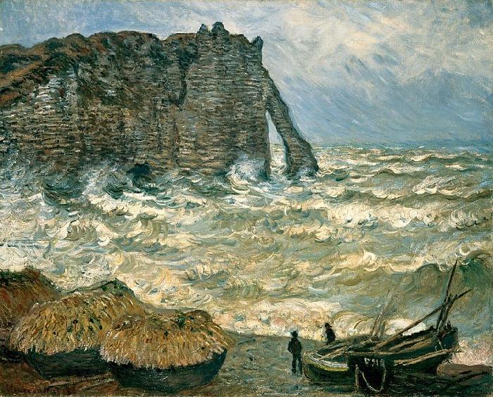 Claude Monet Stormy Sea in Etretat